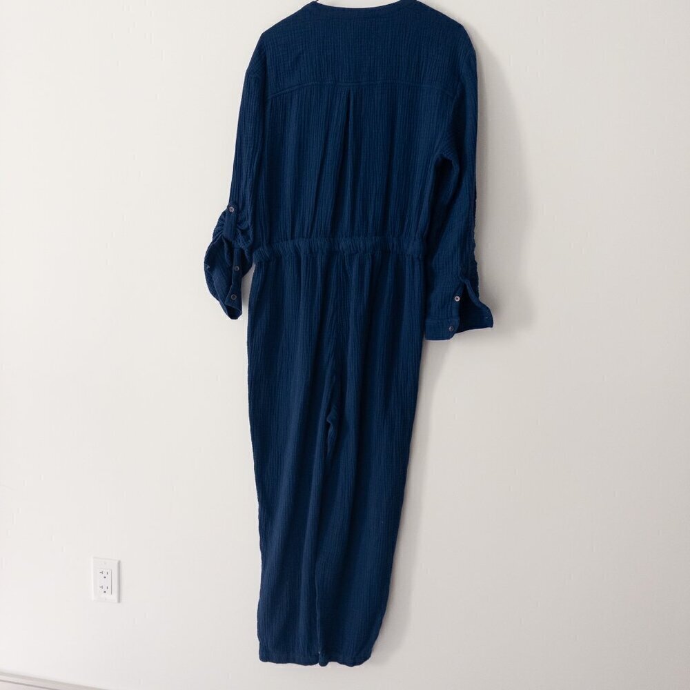 Madewell Lightspun Tapered Leg Jumpsuit - Gauze Cotton in Navy, Size 10 - Picture 4 of 8